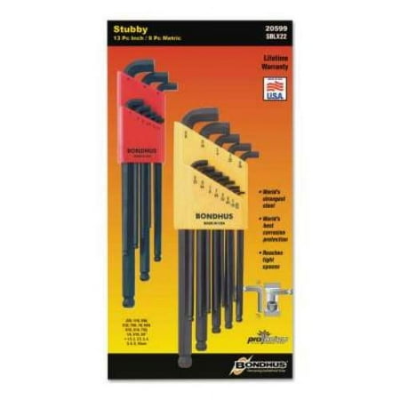 UPC: 0037231205997 | Bondhus 20599 0.050 – 3/8 & 1.5 – 10mm Stubby Ball End Hex Key DoublePK