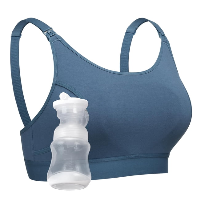 sujetador de manos libres Momcozy, extractores de leche ajustables, color azul