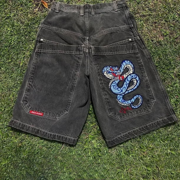 2024 Y2k hombres pantalones cortos estampado Harajuku pantalones vaqueros holgados para hombres Hip Hop pantalones cortos casuales verano otoño pantalones cortos vaqueros góticos S-3XL