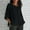 Black, variant on Women's Summer Fashion Cropped Sleeves Round Neck Cotton Line Loose Shirt Blouse