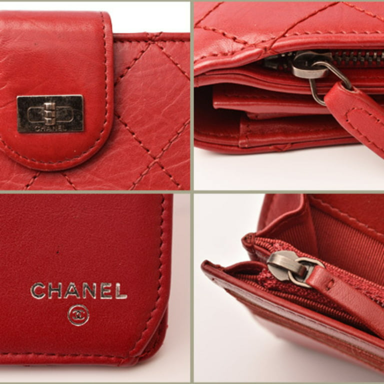 Pre-Owned Chanel Wallet CHANEL Long Leather Rouge Red Vintage Silver  Hardware (Like New)