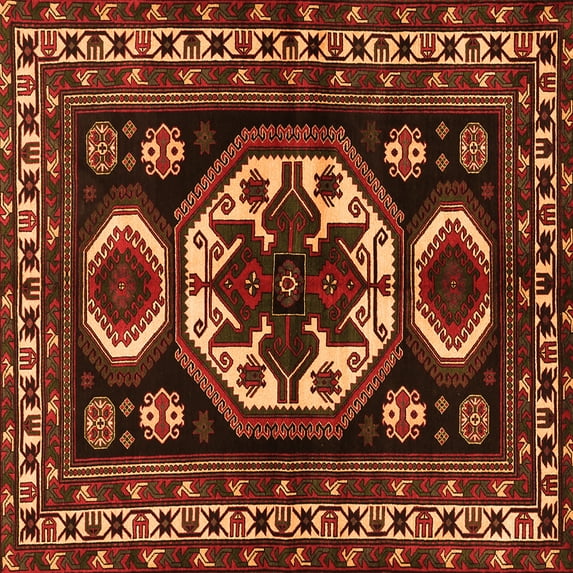 Ahgly Company Indoor Square Persian Orange Traditional Area Rugs, 6' Square