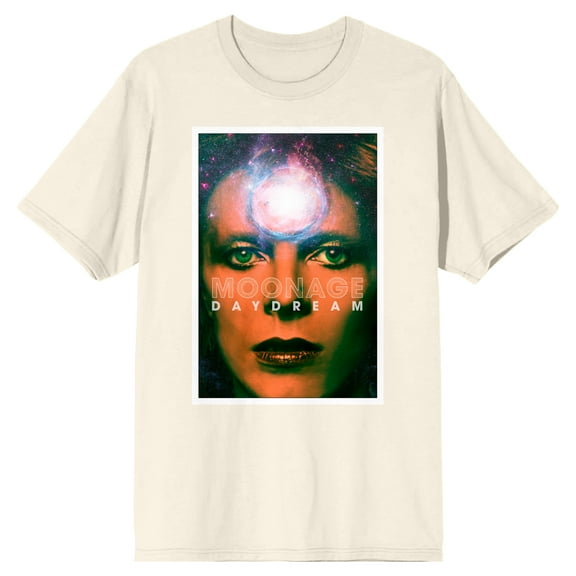 David Bowie Close Up Face Crew Neck Short Sleeve Men's Natural T-shirt-Small