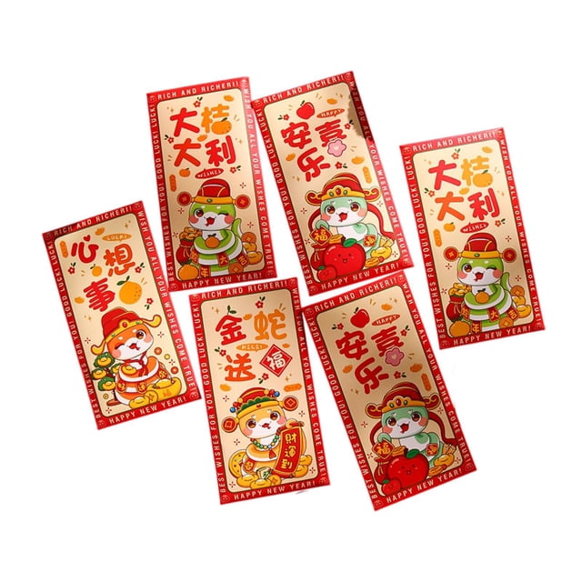 GUOOL 6 Pcs Enveloppes Rouges du Nouvel An Chinois 2025 Hongbao pour Fête de Vacances
