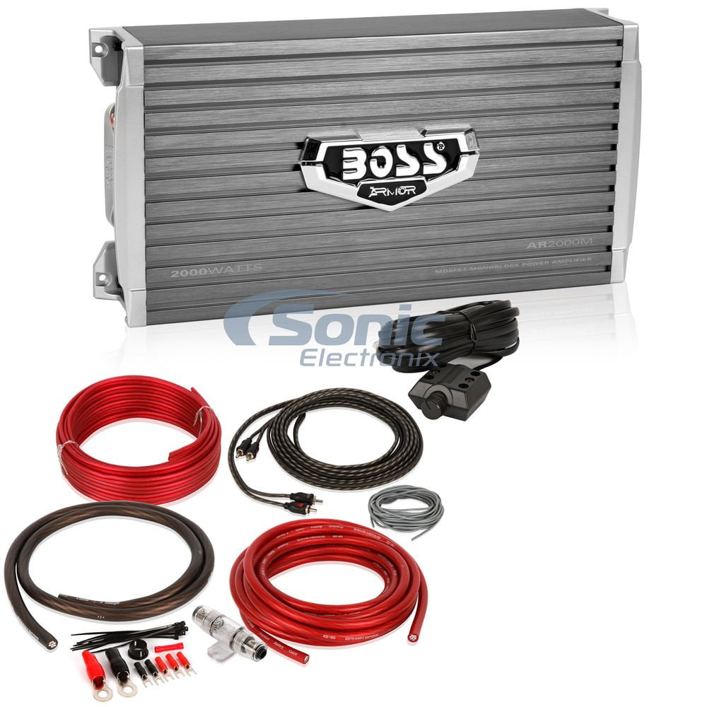 Boss AR2000M 2000W Monoblock Amplifier + 4 Gauge Amp Wiring Kit ARMOR