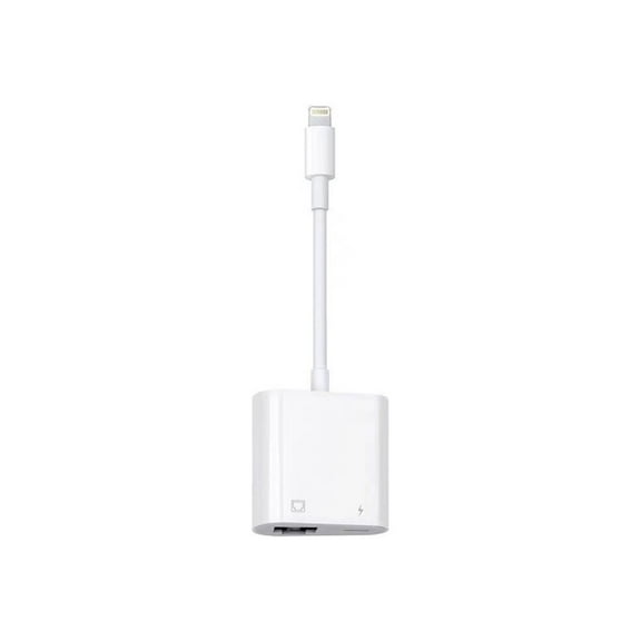 4XEM 2-in-1 8-pin Lightning to RJ-45 Ethernet and USB-C Adapter - MFi Certified - Lightning - 480 Mbit/s Data Transfer Rate - 1 Port(s) - 1 - Twisted Pair - 10/100Base-T - Portable - White