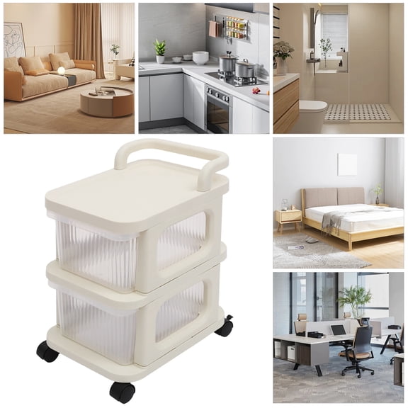 ToppiJoy 3 Tier Rolling Storage Cart, Plastic Storage Drawer Cart with Clear Drawers and Removeable Casters