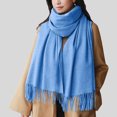 thumbnail image 2 of Splozh Womens Winter/Fall Scarf Autumn and Winter Women's Solid Color Scarf Medium To Long Warm and Sweet Tassel Scarf Light Blue,One Size, 2 of 5