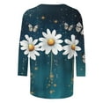 thumbnail image 5 of KIHOUT Shirts for Women Petite Fashion Printed Blouse 3/4 Sleeves Shirt Round Neck Casual Tops, 5 of 5