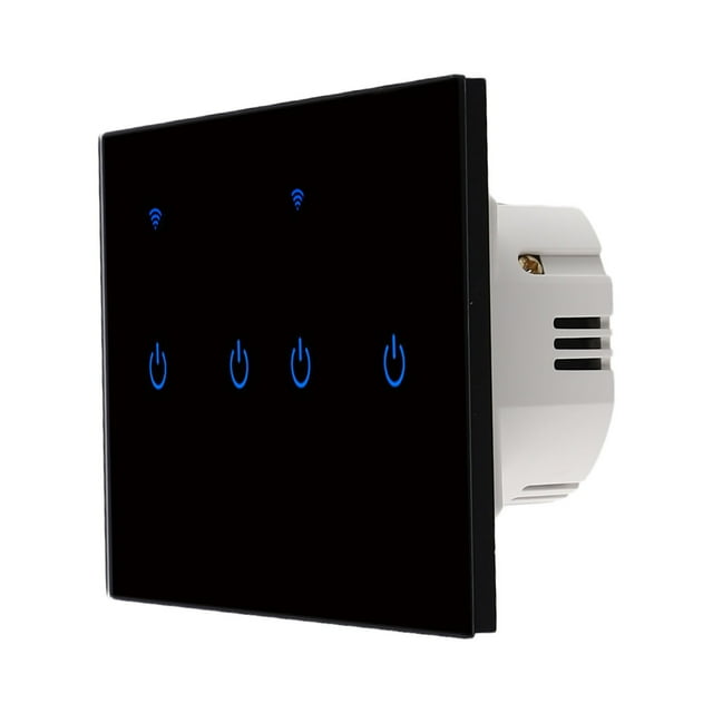 Touch Switch Smart Wifi Switch Smart Home for Tuya App Remote/Voice Control 4 Gang-Black