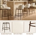 thumbnail image 4 of Morden Fort Counter Height Bar Stool Set of 2, 26" Metal Bar Stools with Hammered Metal Legs & Curved Low Back for Kitchen Island, Upholstered Linen Seat Cushion Island Chairs, Bronze, 4 of 10