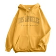thumbnail image 3 of Yuannlog Womens Hoodies Autumn Long Sleeve Zipper Hooded Coats Soft Lightweight Los Angeles Print Sweatshirts Oversized Baggy Jackets, XXL, 3 of 3