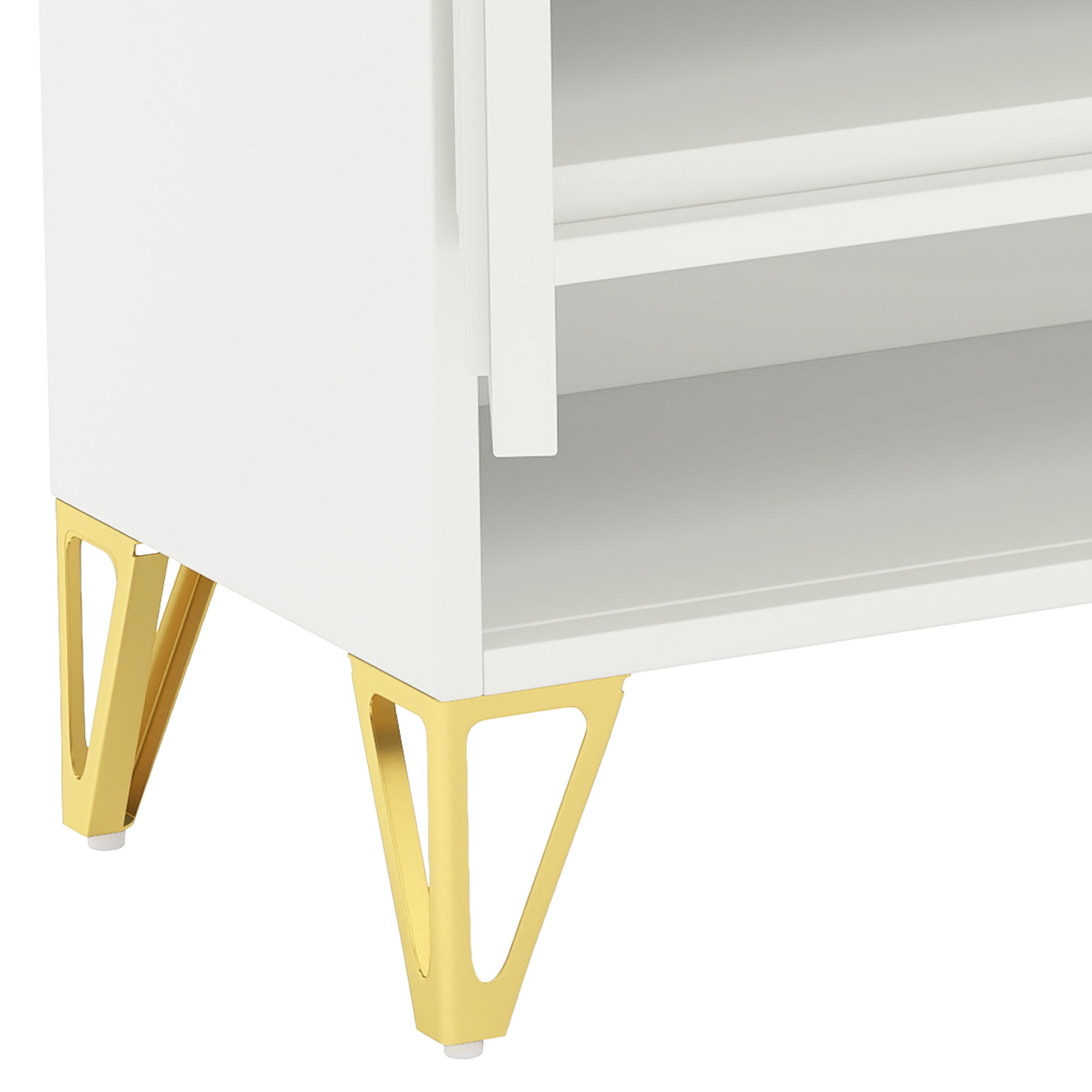Uforic Shoe Cabinet with Doors & Adjustable Shelves, Metal Shoe Rack Organizer, White
