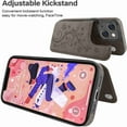 thumbnail image 4 of Dteck for iPhone 13 Mini Wallet Case with Card Holder, Butterfly Flower Embossed Faux Leather Kickstand Card Slots Case, Handmade Shockproof Protective Slim Soft Flip Phone Case 2021 5.4", Grey, 4 of 6