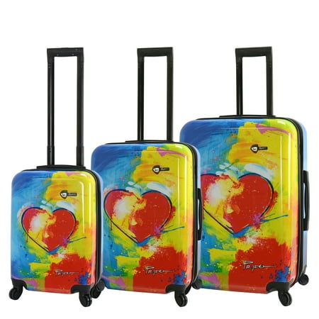 Leather Italian Genuine Luggage Set - Mia Toro ITALY Prado-In Love Hardside Spinner Luggage 3 Piece set