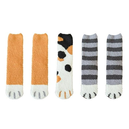 

Panda Superstore PL-CLO2376199011-KELLY00140-RP Womens Cute Cat Claw Design Cozy Plush Slipper Sock for Winter Indoor Warm Multi Color - Pack of 5