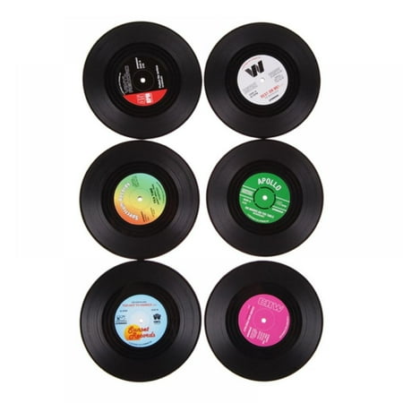 

6Pcs Plastic Vinyl Record Table Placemats Simple and Creative Mug Coaster Heat-resistant Cup Coasters Perfect Music Lovers Gifts for Housewarming Kitchen Gadgets