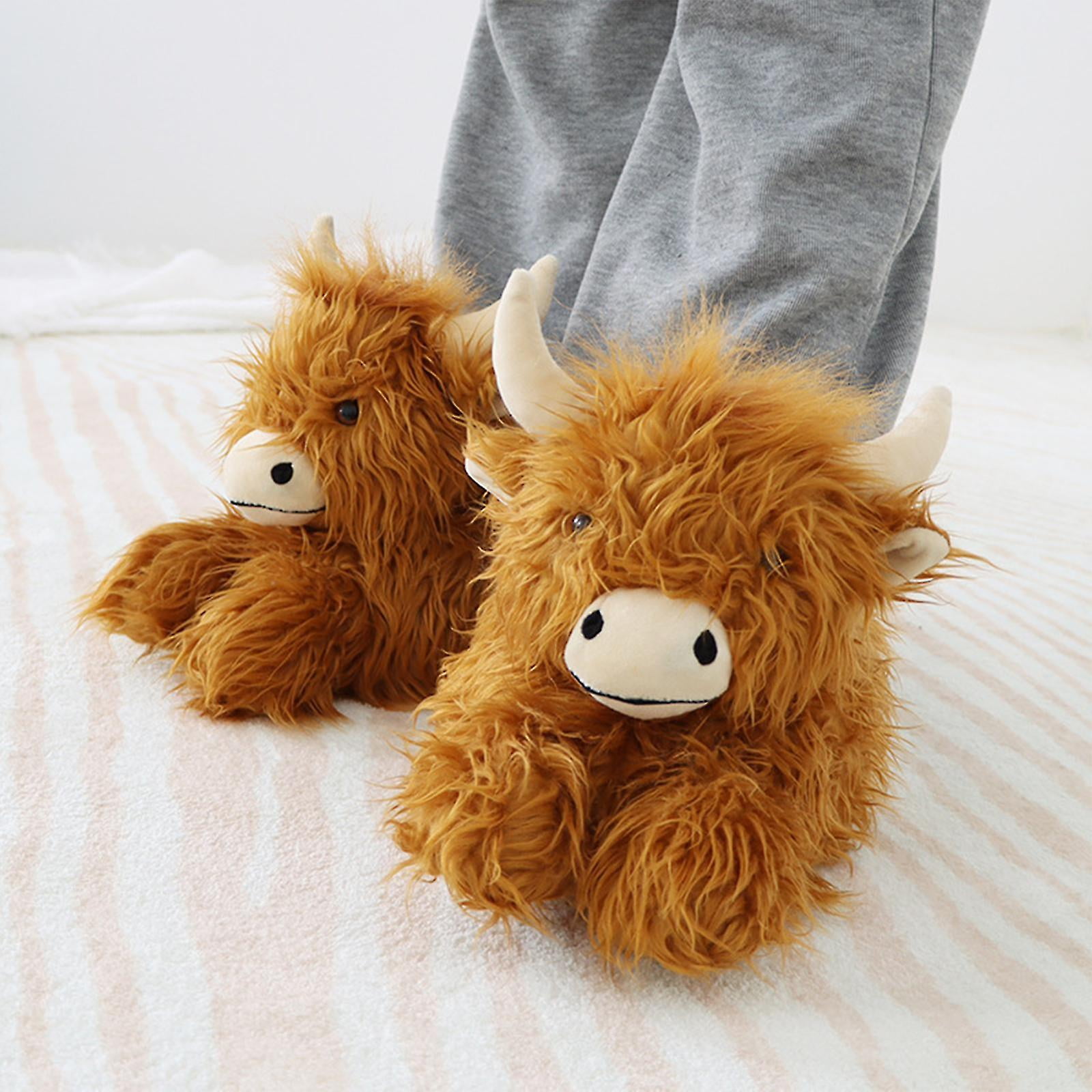 Highland Cow Slippers Plush Scottish Cow Slippers Soft Warm Animal Slippers Home Indoor Slippers Walmart