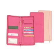 Angle View: Leather Zippered Travel Document Passport Case & Card Wallet