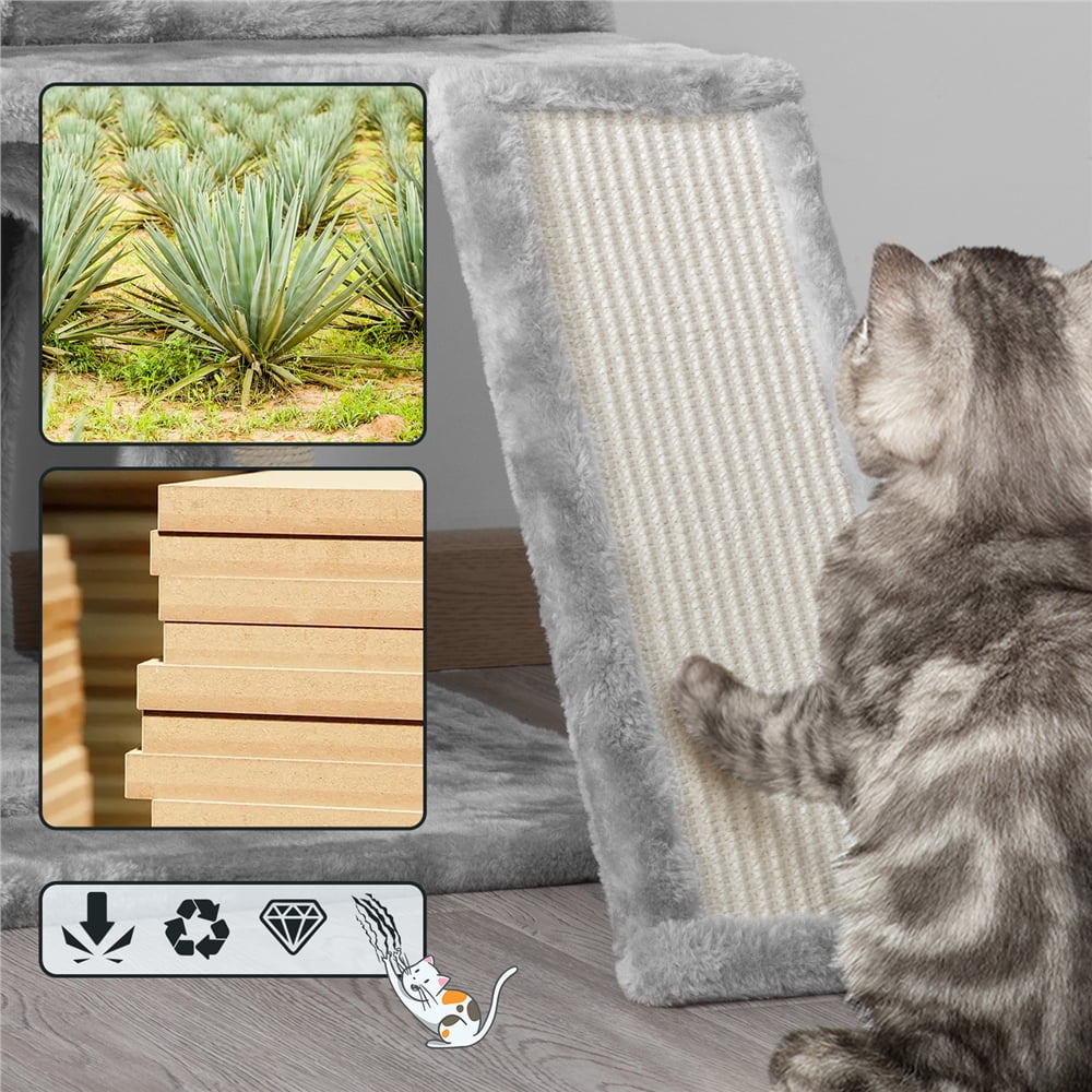 Alden Design 36" Cat Tree with Condo and Scratching Post Tower, Dark Gray