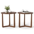 thumbnail image 1 of Gymax 2PCS Round Side Table w/Sturdy Rubber Wood Legs Triangular Structure for Bedroom Walnut, 1 of 10