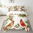thumbnail image 2 of jejeloiu Wild Bird Cardinal Twin Bedding Sets 7-Piece,Christmas Red Berry Bedding Comforter Set,Red Green White Sheet Sets For Girl,Red White Home Decor Reversible, 2 of 8