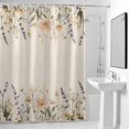 thumbnail image 4 of Leaves Vine Fabric Shower Curtain Pink White Flowers Washable Shower Curtains for Bathroom, Waterproof Bath Curtain with Hooks Home Decor 72x72in, 4 of 8