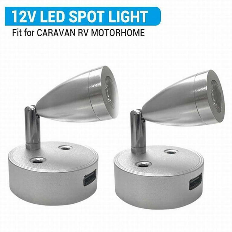 Fancy 2Pcs 12V LED RV Spotlight Reading Light 6000K Boat Light with USB  Charging Port,Touch Any Position to Switch Dimming, Aluminum Wall Light  Interior Lighting for Truck Bedroom Boat Silver 