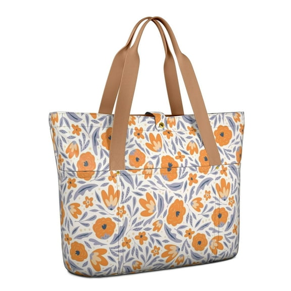 Tote Bag for Women - Pioneer Flower Shoulder Bag - Large Utility Work Duffle Bag with Zipper Handbag for Travel, Work, Sprots