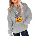 thumbnail image 4 of Tisuna Halloween Hoodies For Teen Girls Pumpkin Print Long Sleeve Hooded Tops Kids Breathable Theme Party Daily Hoody Clothes Size 4-5 Years Grey, 4 of 4