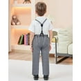thumbnail image 3 of ZOEREA Boys Clothes Formal Suit Gentleman Wedding Outfit Short Sleeve Shirt with Bow Tie and Suspender Pants 2-10 Years, 3 of 7
