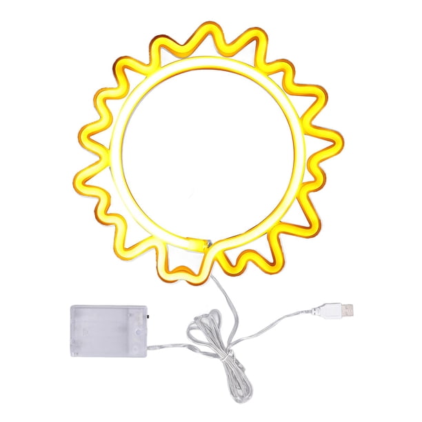 Enseigne lumineuse LED en forme de tournesol, rechargeable par USB, alimentée par batterie, luminaire décoratif mural pour la maison, le bar ou Noël