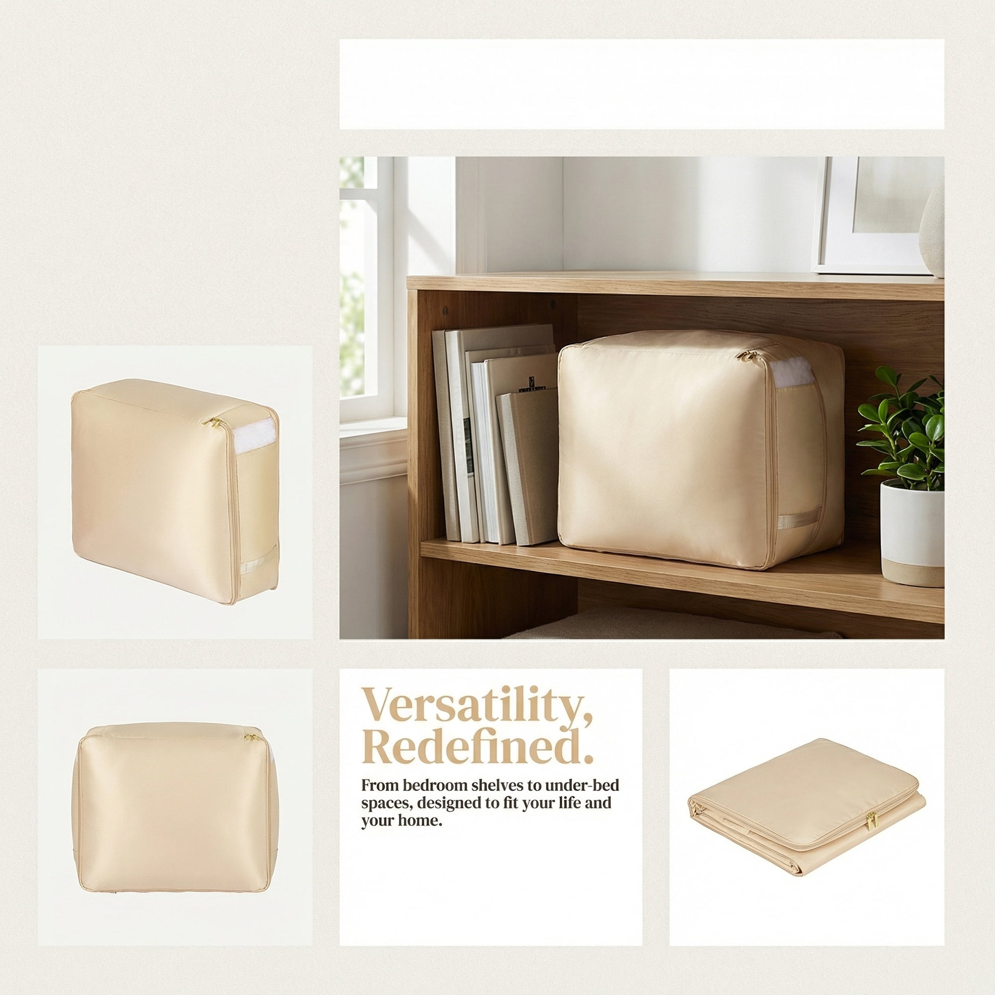Unique Bargains Storage Bag for Organizing Closet with Handles Apricot 20.5"x16.5"x11.8"
