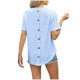 thumbnail image 4 of Camisetas de Manga Larga de las Mujeres de Color Sólido Botón Trasero Manga Corta Superior, Suelto Ajuste Casual Camiseta Diaria, 4 of 8