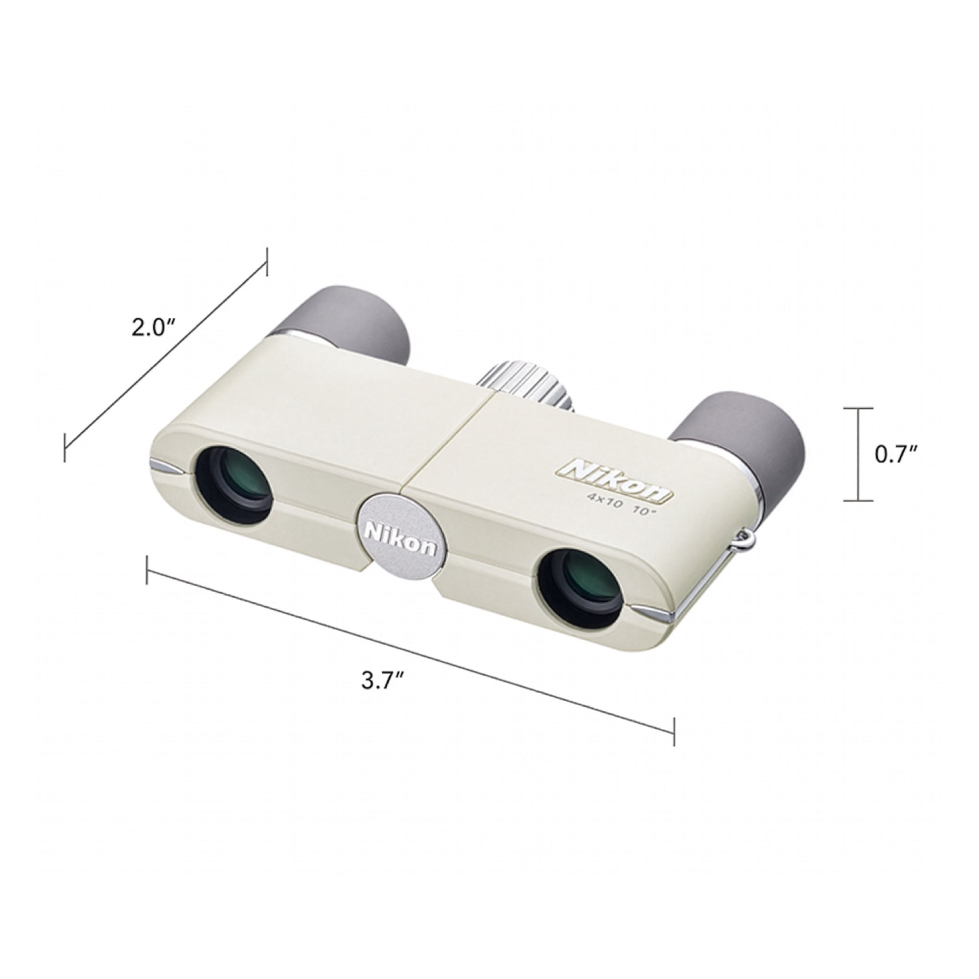 Nikon 4x10D CF Lightweight Pocket Binoculars with 4x Magnification, Elegant Design, Multilayer Premium Coatings, and Case and Neck Strap Included (Ivory White)