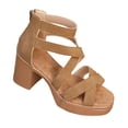thumbnail image 2 of AJGRHE Women's Sandals Summer Heel Sandals Strappy Open Toe Platform Shoes High Heels For Dressy Occasions Brown 36, 2 of 9