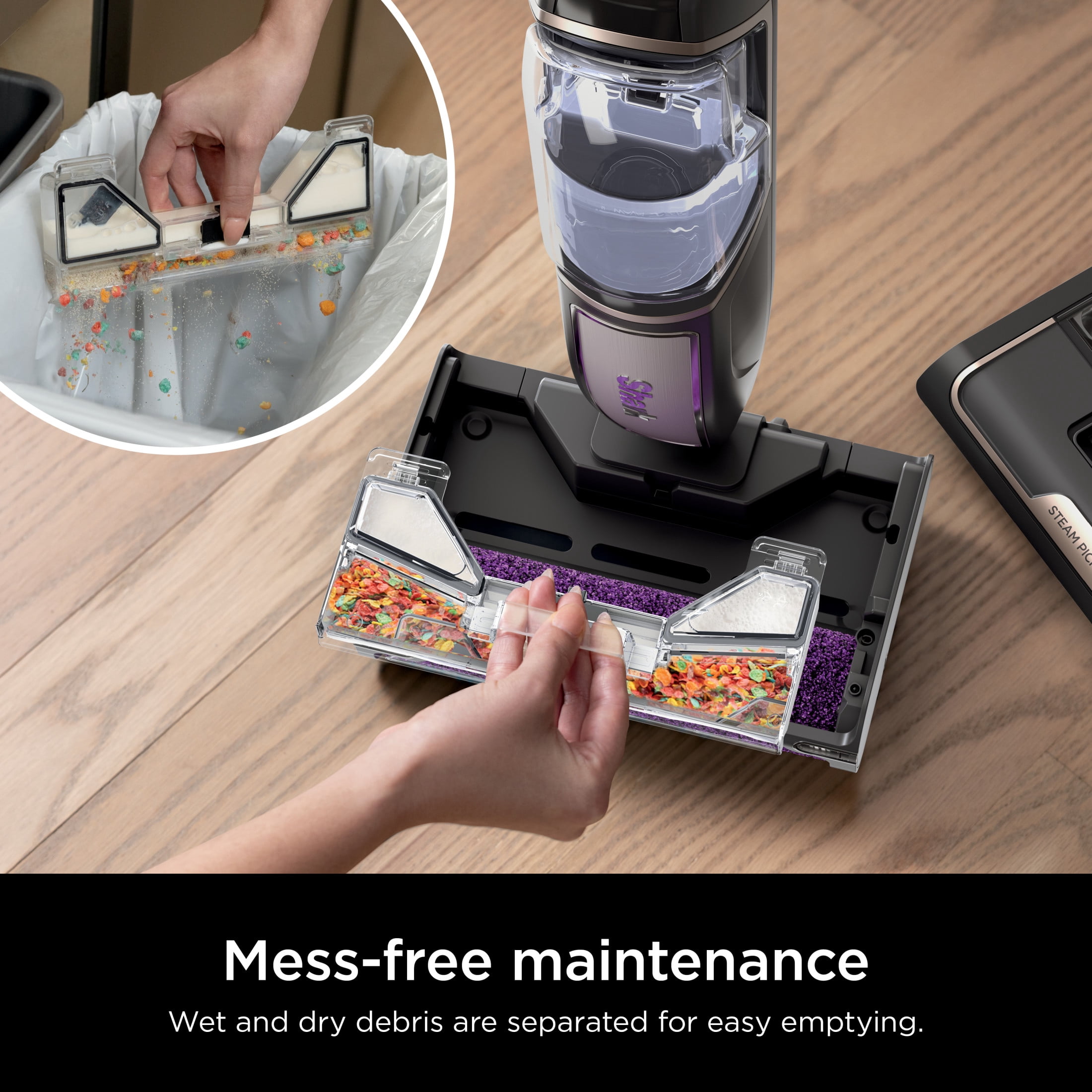 Shark Steam Pickup 3-in-1 Steam Mop, Lightweight, Picks Up Debris, Deep Scrubs & Steam Sanitizes, Hardwood, Tile, Laminate, SD201 Black