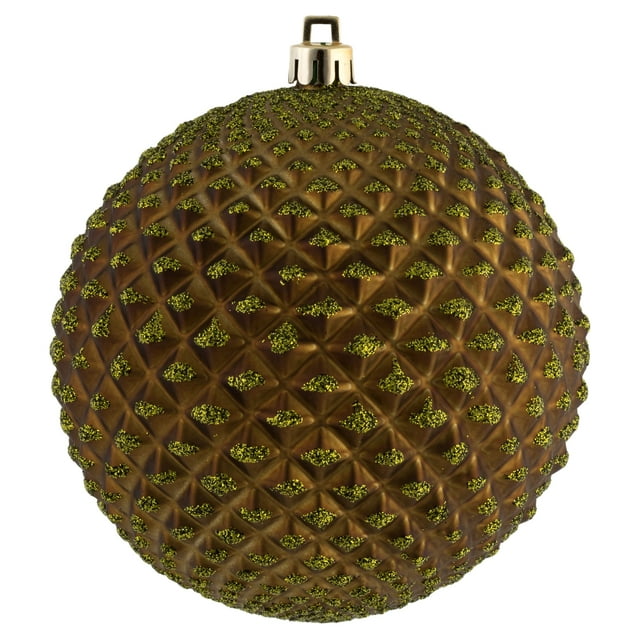Ornamento Vickerman Bola de Brillo Durian Oliva 4 cm Paquete de 6