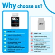 120mg NMN Plus(60 Capsules - 60 Servings) | NMN(Beta Nicotinamide Mononucleotide) NAD+ Precursor for Healthy Aging - Non-GMO, Gluten-Free, Vegetarian
