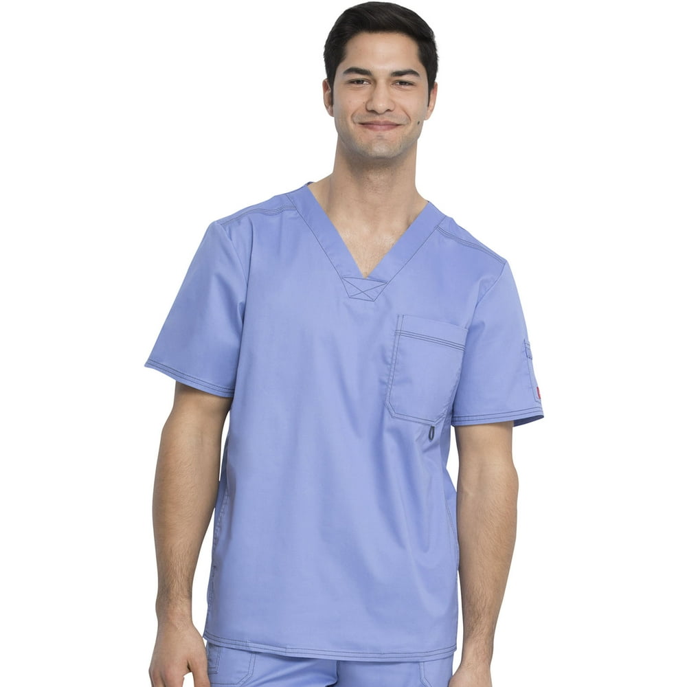 Dickies Dickies Gen Flex Scrubs Top for Men VNeck 81722, XL, Ceil