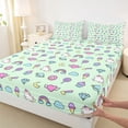 thumbnail image 4 of Metsweet Cute Unicorn King Sheets 4pcs, Rainbow Animal Crystal Bedding, Green Pink Purple,1 Fitted Sheet, 1 Flat Sheet and 2 Pillowcases, 4 of 5