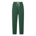 thumbnail image 4 of Women's Striped Print Elastic Waist Cropped Pants with Side Pockets, Loose Fit Casual Straight Leg Trousers for Everyday Wear, Comfortable Lounge, and Outdoor Activities Green XXXL, 4 of 4
