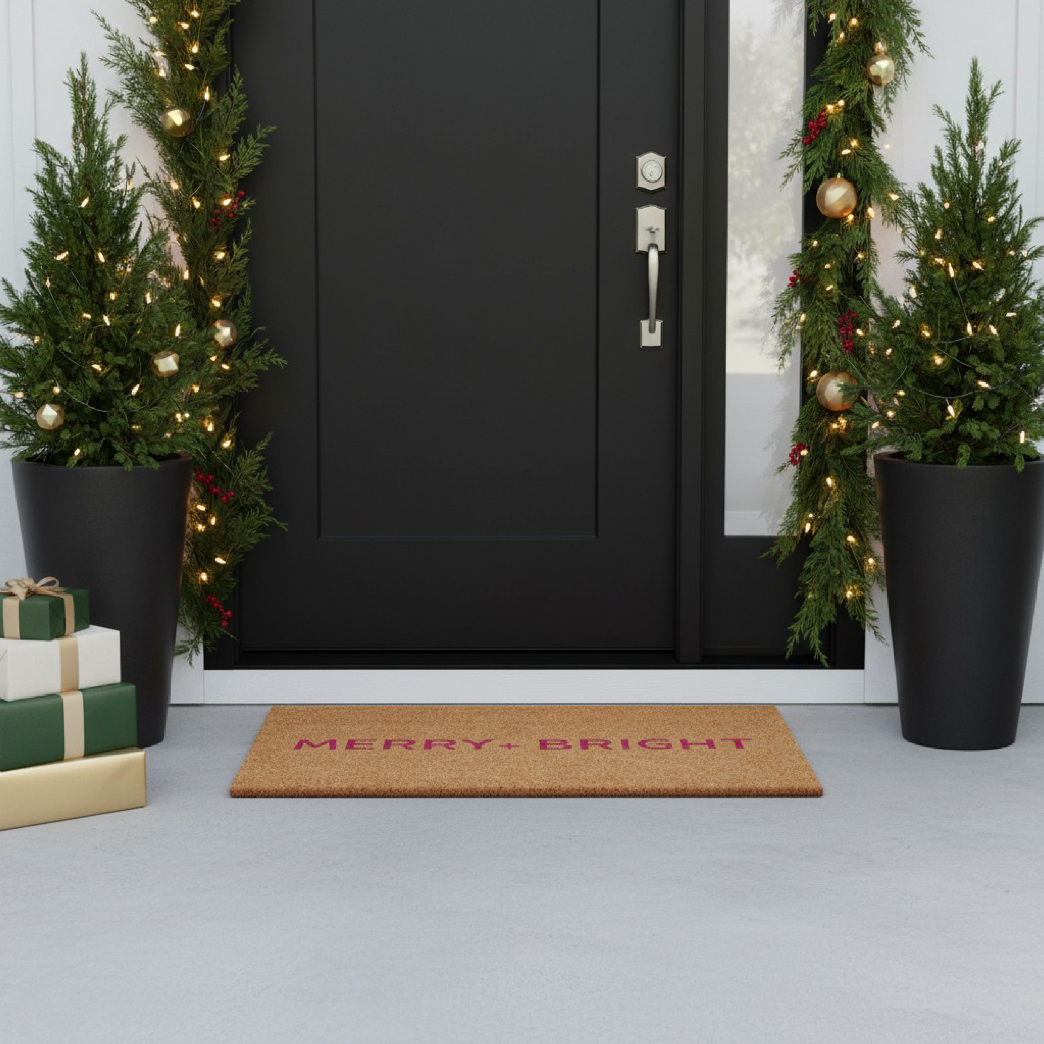 Pink Ultra Modern Merry & Bright Doormat 24" x 36"