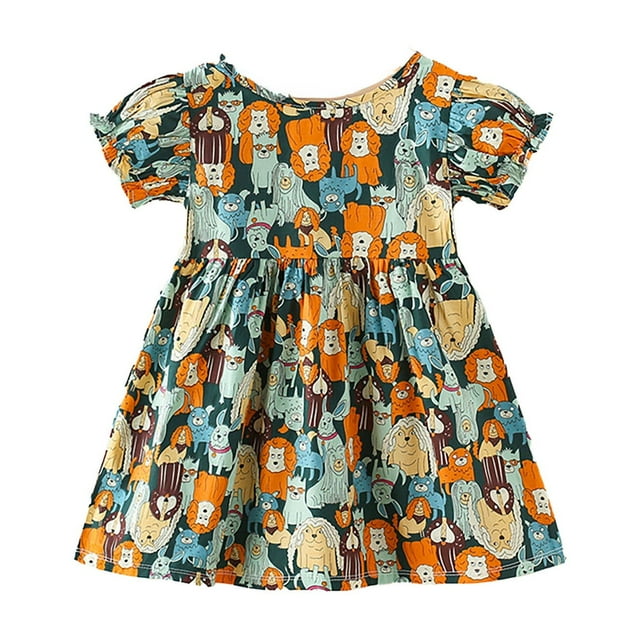 Toimothcn Robe pour Filles Tout-Petits Manches Courtes Mignonne Douce Imprimée Florale Douce Respirante Ample Été Princesse Robe Confortable pour Enfants