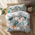 thumbnail image 2 of Mid Century Twin Size Comforter Set, Boho Modern Geometric Teal Orange Star Bedding for All Seasons, 4 Pcs Bed Set, 1 Quiltcover (68"x86") ,1Sheet(67"x116"), 2Pillowcases (30"x20"), 2 of 12