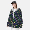 thumbnail image 3 of Balery Mardi Gras Strings of Beads Sudadera ligera de manga larga con capucha y protección solar UPF 50+ para hombre y mujer, ideal para pesca y running-Medium, 3 of 7