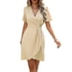 thumbnail image 3 of Vestido Informal de Verano para Mujer, de Corta y Cuello en V, para Vacaciones, Estilo Midi Cruzado con Efecto Piel de Serpiente. Albaricoque XXL, 3 of 8