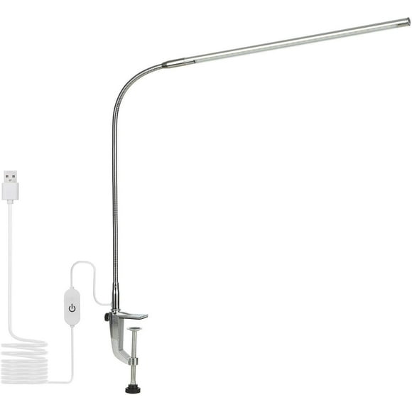 Desktop Lamps for Office,USB Clip-on Desk Lamp White Lighting Touching Control Dimmable LEDs Reading Light Flexible Lighting Angle for Bed Headboard Office Workbench