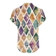 thumbnail image 4 of Jjayotai Mexican Shirts for Women, V Neck Floral Print Boho Short Sleeve Casual Embroidered Tops, Hawaiian Shirts for Women Plus Size, Womens Summer Outfits Khaki^3 XXXL, 4 of 5