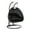 Black, variant on LeisureMod Mendoza Charcoal Wicker Hanging 2 Person Egg Swing Chair with Stand & Charcoal Cushions